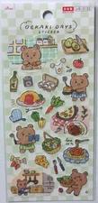 DAISO Bear Food Cooking Sticker Sheet Made in Japan