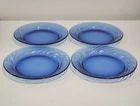 NEW Pyrex Festiva Blue Cobalt Salad Bread Plate Set 4 Swirl Vintage 7.5" Glass