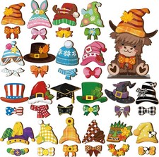 42 Pcs Interchangeable Highland Cow Seasonal Sign Farmhouse Rustic Holiday De...