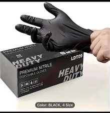 Disposable Nitrile Exam Gloves, 5 Mil Black, Powder-Free Heavy Duty Clean Glove