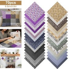 70PCS Precut Cotton Fabric Squares 9.8" Charm Pack Quilting Patchwork DIY Crafts