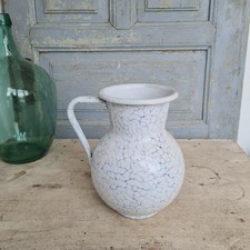 C2046 EMAILLE Vase | Emaille | Krug - Kanne | wei&szlig; - blau | chickenwire RAR