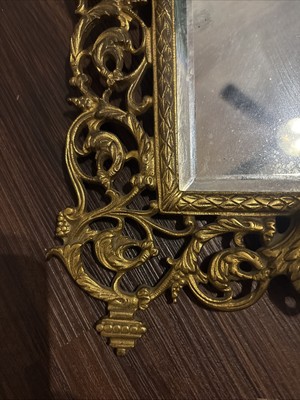 Antique Victorian Brass Bacchus Beveled Wall Mirror Frame #2077