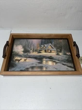 Thomas Kinkade Deer Creek Cottage Serving Tray Wood 