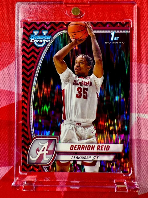 2024 1st Bowman Chrome DERRION REID Black Red Stealth 1/1 Basketball Card