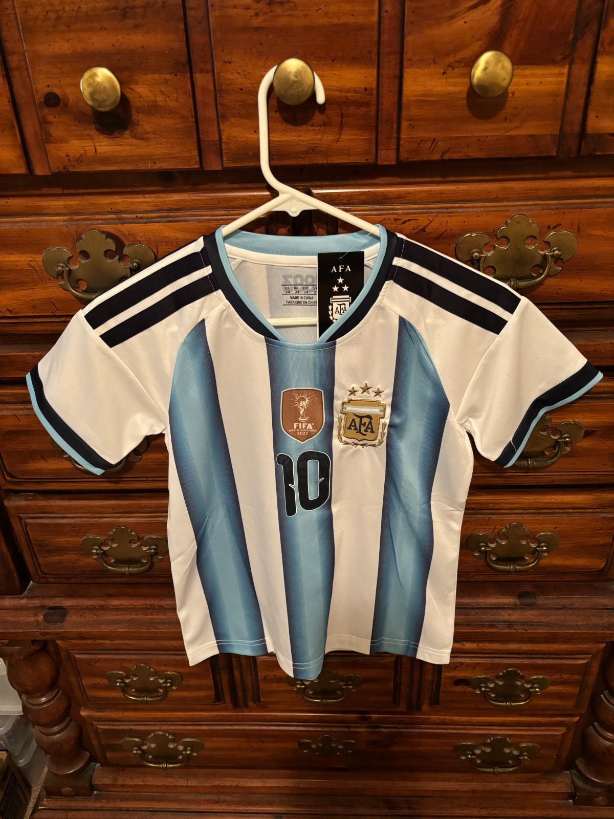 LIONEL MESSI ARGENTINA YOUTH KIDS JERSEY W/SHORTS **SIZE 20** **NEW W/TAGS**