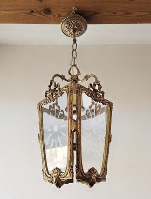 Schöne alte Art Deco Foyer Laterne - Bronze mit geschliffenen Gläsern um 1930/40