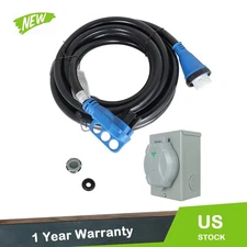 RV Extension Cord+Power Inlet Box ComboTwist Lock 50A 25ft NEMA14-50P/SS2-50R