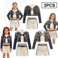 Spring Summer Girl kids Cosplay Singer Fashion Clothes Stage Performance 3PCS Se