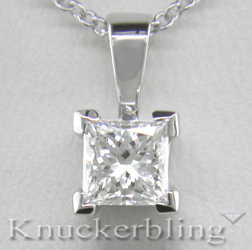 Diamond Solitaire Pendant 0.30ct Certified D IF VG Princess Cut Platinum & Chain - Picture 1 of 1