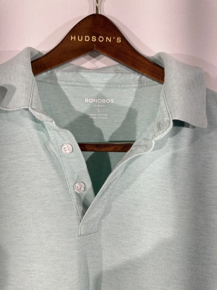 Camisa Polo Bonobos Para Hombres Grande Gris Golf Algodón Calce Ajustado Cuello Camisa - Usada en Excelente Condición Foto 2 de 4