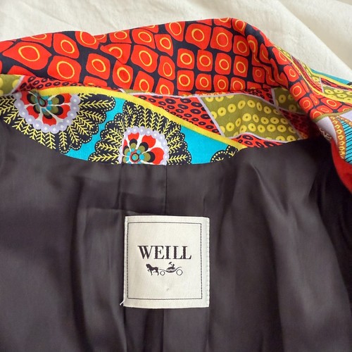 Weill Paris Blazer Colorful Geometric Pattern Pockets Size 10 US Funky - Picture 10 of 15
