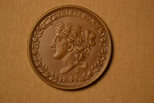 1841 Hard Times Token- Liberty Head/Millions for Defence- Nice AU/BU