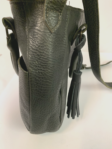 Lifetime Leather Premium Full Grain Cow Hide Cross Body Purse Black Tassel Charm - Picture 5 of 22