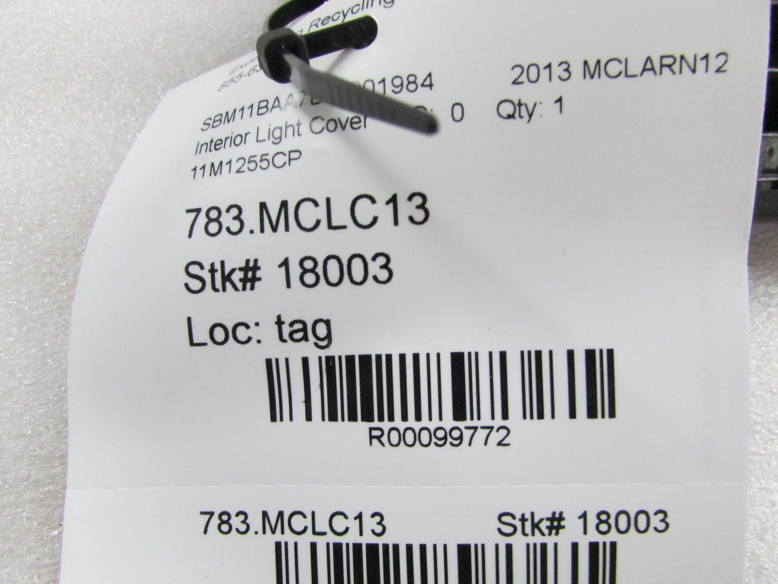 Mclaren MP4-12C, Interior Dome Light, Used, P/N 11M1255CP