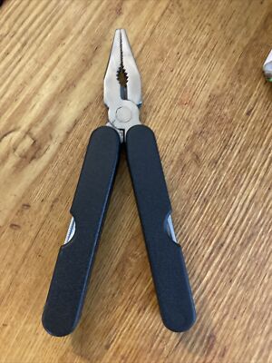 4'' closed Stainless Steel Multi Tool Pliers Knife w/ Black Handles W Black Case