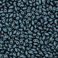 Czech MINIDuo Two Hole Seed Beads 4mm x 2mm Pastel Petrol 8GM Tube