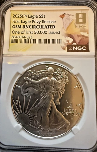 2025 (P) Silver Eagle With Eagle Privy NGC GEM Uncirculated - First 50K Issued