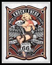 KNUCKLEHEAD MOTORCYCLES MOTORBIKE BIKER ROUTE 66 USA METAL PLAQUE TIN SIGN 431