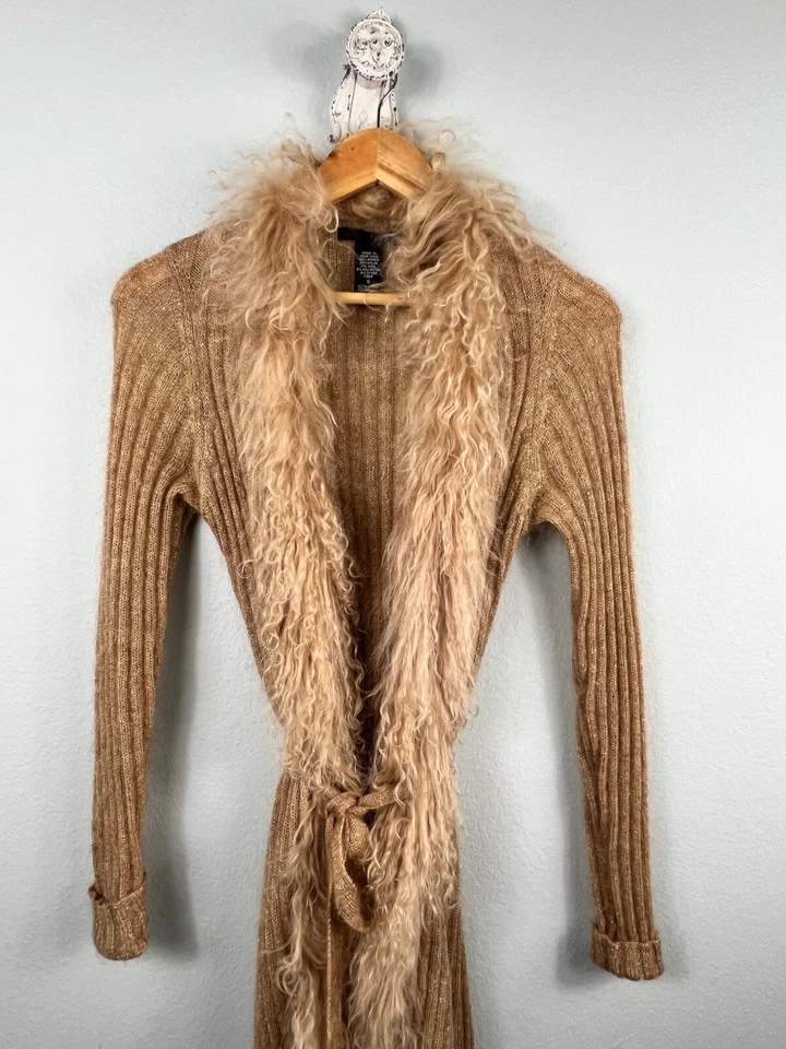 Maxi Plumero Cárdigan Largo de Lana Mohair de Lujo Colección Guess Suéter con Cinturón S Foto 2 de 4