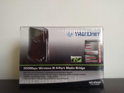 TRENDnet N300 4-Port Wireless Media Bridge, TEW-640MB Sealed
