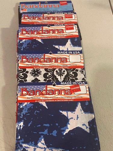 Lotto contenente 5 bandane con vari colori e modelli 22 x 22 pollici ciascuna - Foto 2 di 5
