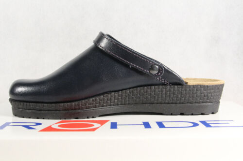Rohde Damen Clogs Pantoffel Hausschuhe Sabot Schuhe Leder blau 143856 - Picture 3 of 7
