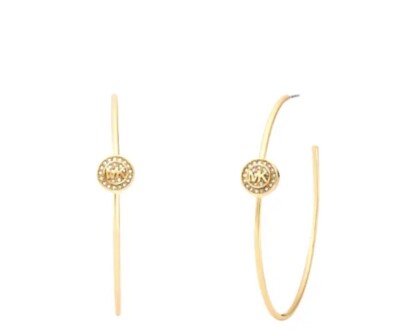 MICHAEL KORS Gold Tone/MK Logo Large Hoop Earrings NWT