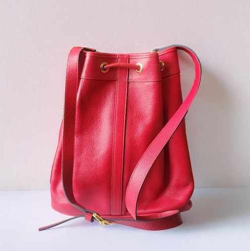 YSL - Yves Saint Laurent Cassandra Drawstring Bag Red Leather Purse - Authentic