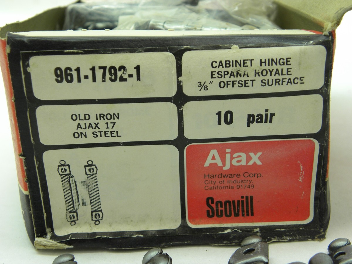 4 pairs (8 Hinges) Ajax #961 Cabinet Door Hinge Old Iron 3/8