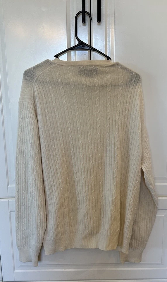 Tasso Ella Cashmere Sweater Mens L Long Sleeve Cream 100% Fine Cashmere - Image 4 of 4