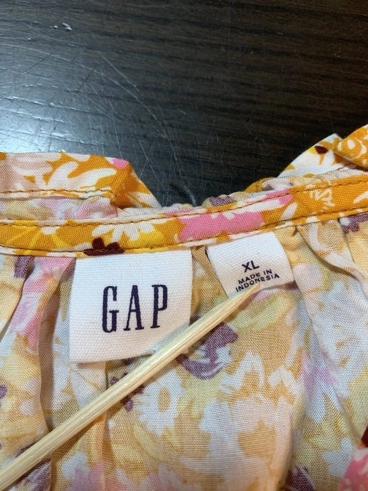 Gap Cottage Peasant Blouse Top Women XL Floral Ruffle Boho Bloomcore Flowy - Image 4 of 4