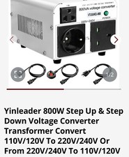 800W Voltage Converter Transformer Step Up/Down 110-120V to 220-240V 3 Outlets