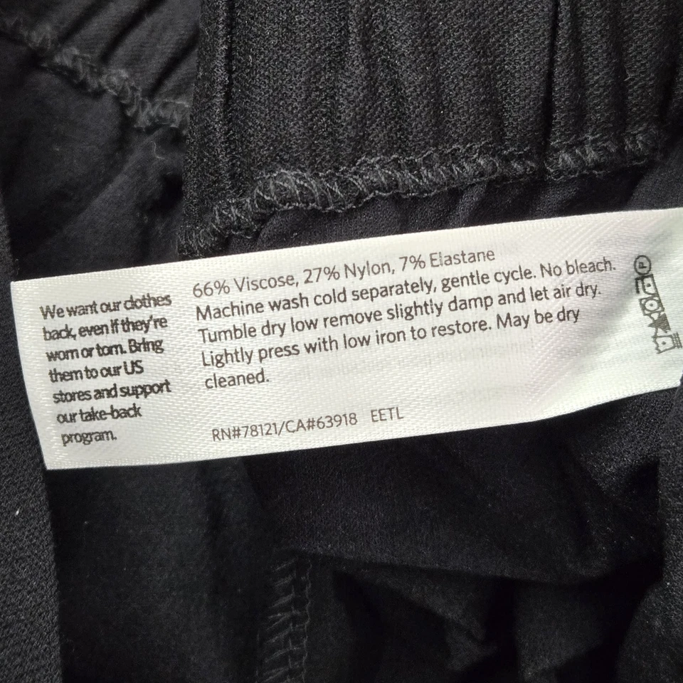 Eileen Fisher 女式裤子 M 黑色尼龙粘胶 27 英寸内缝宽腿高腰 — 第 3/4 张图片