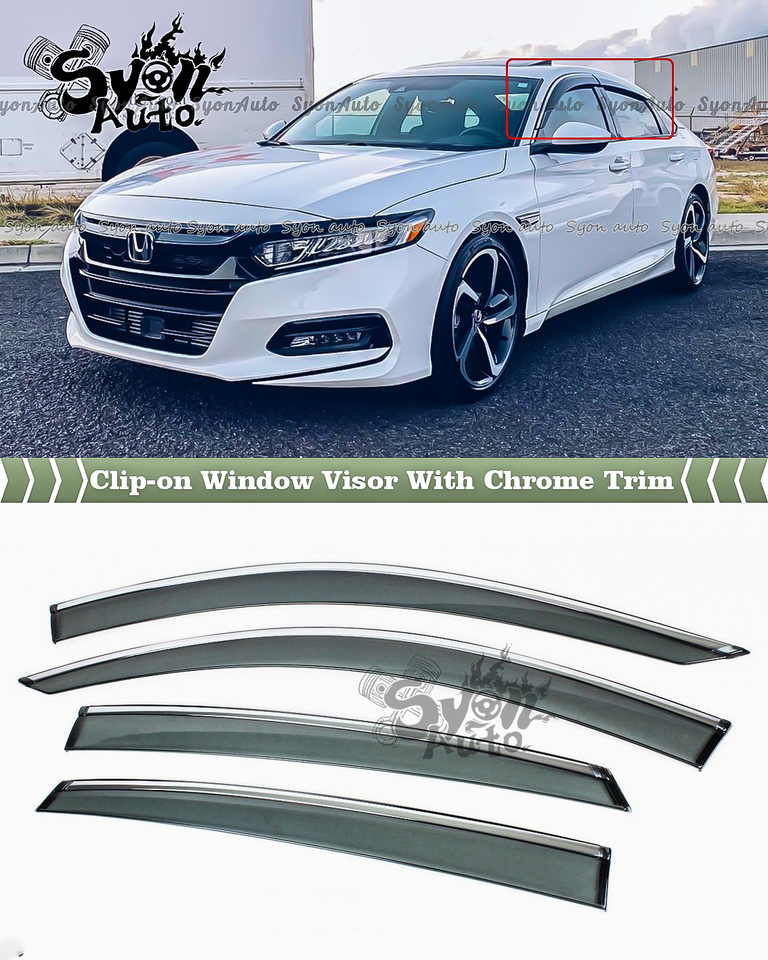 For Honda Accord 2018-22 Carbon Fiber Print Window Visors Wind Rain Vent Side Deflectors