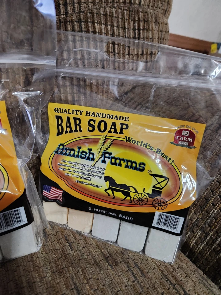 Мыло Amish Farm Bar 2 упаковки 10 огромных батончиков 5 унций каждое мыло сделано в США под рукой  - Изображение 3 из 4