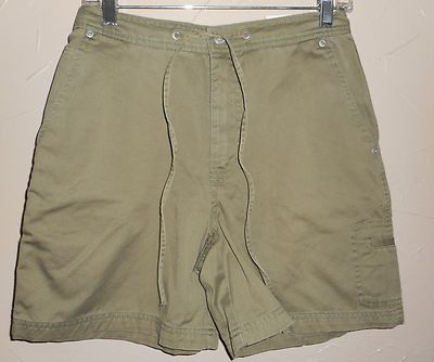 GLORIA VANDERBILT NEW KHAKI GREEN CASUAL Shorts Women's DRAWSTRING TIE  NWT