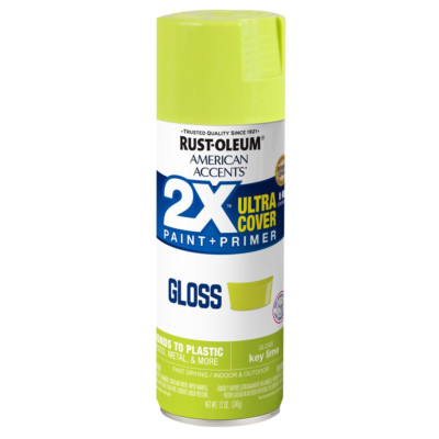 Multi-Surfaces 2X Ultra Cover Gloss Key Lime Spray Paint & Primer Smooth Look