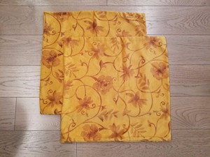 Pair Of Pottery Barn Honey Gold Floral Print Velvet Pillow Covers