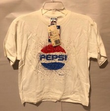 Vintage Pepsi Cola Advertising White Youth Large Cotton T-Shirt NEW w/ Tags 