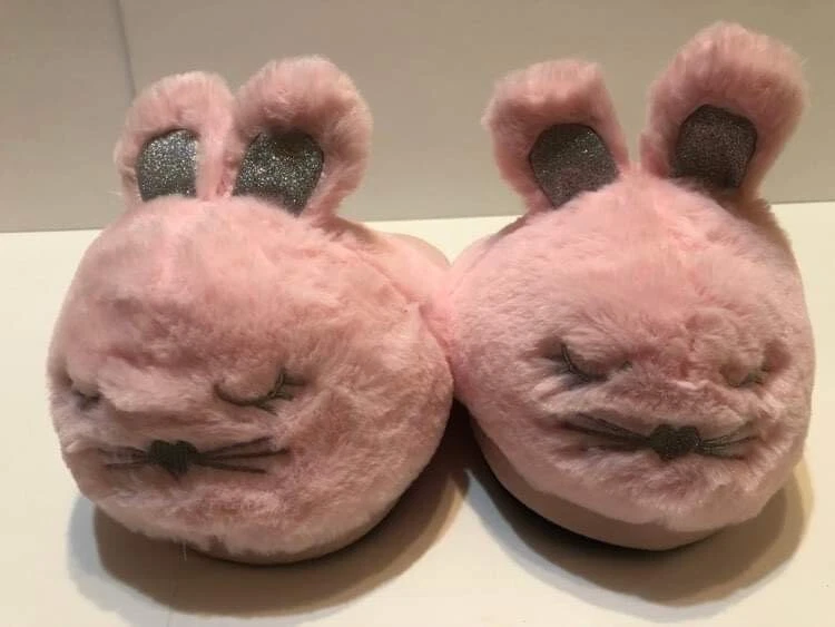 Women's Pink Bunny Slippers Fuzzy Soft Plush Adult Small Size 5 Or 6 | eBay