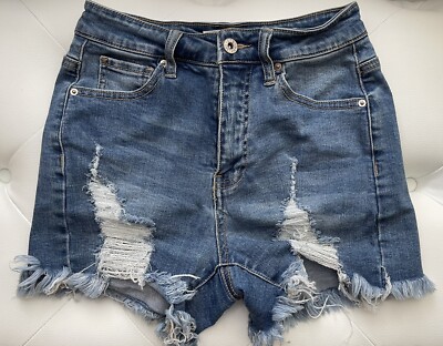 C'est Toi Shorts Black Label Stretch Jean  Size Small Distressed High Rise Denim