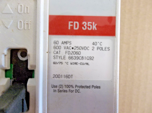 EATON FD2060 circuit breaker 5175C - Picture 2 of 5