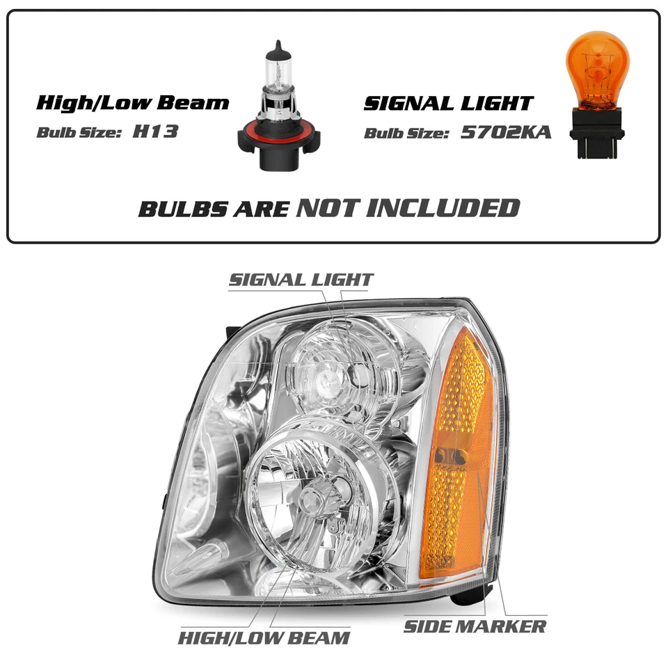 For 2007-2014 GMC Yukon XL 1500 2500 Denali Factory Headlights Assembly LH+RH - Image 2 of 4