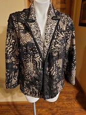 Chico's Tan/ Black Leopard Print Jacket Size 2