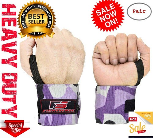 Wrist Wraps LIFTING STRAPS for POWER LIFTING Support CROSSFIT Gym WEIGHT LIFTING - Picture 92 of 144