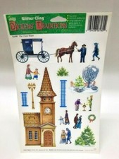 #9 THE CLOCK TOWER Cling Mello Smello Dicken's Traditions  Christmas vtg window