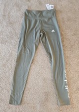 adidas Women's Linear Legging High Rise Full Length Olive Green Small NEW 40
