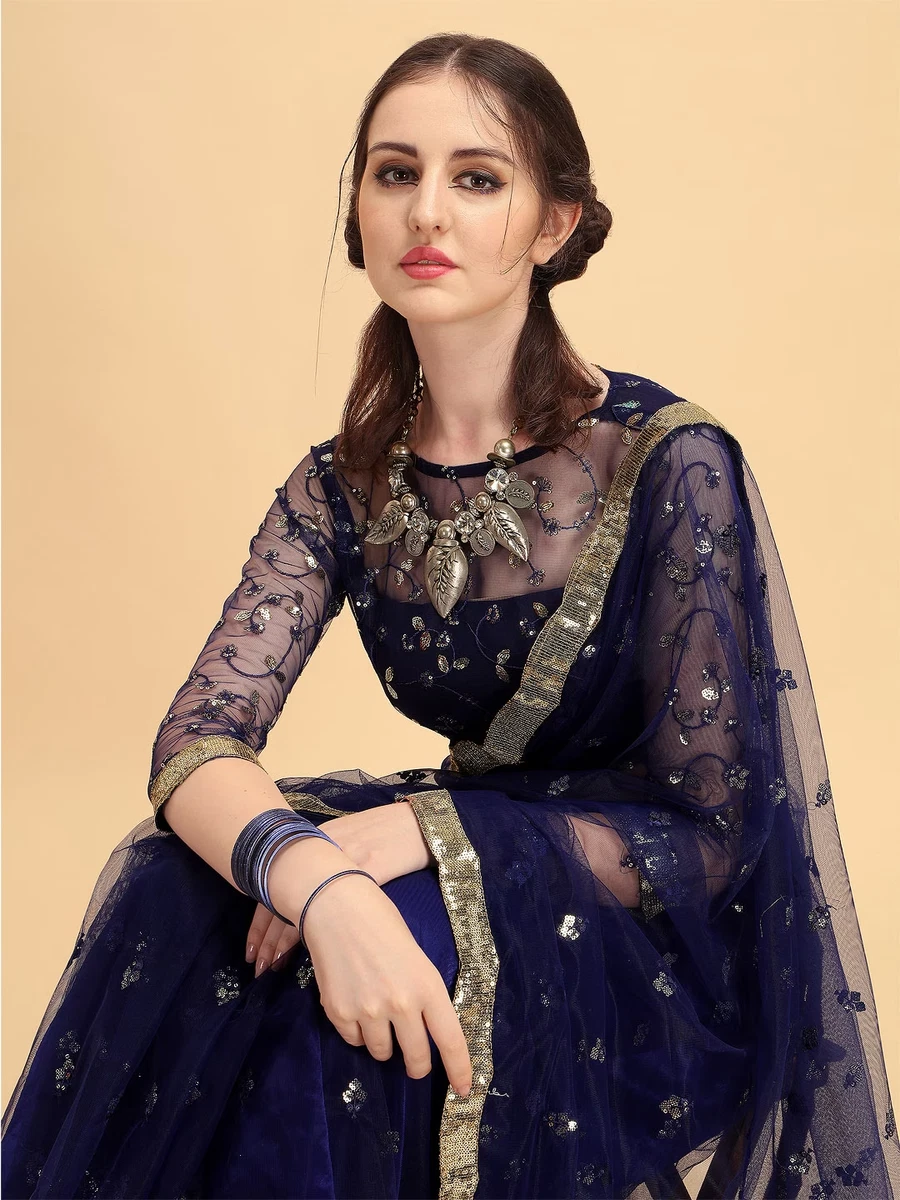 Designer saree top navy blue