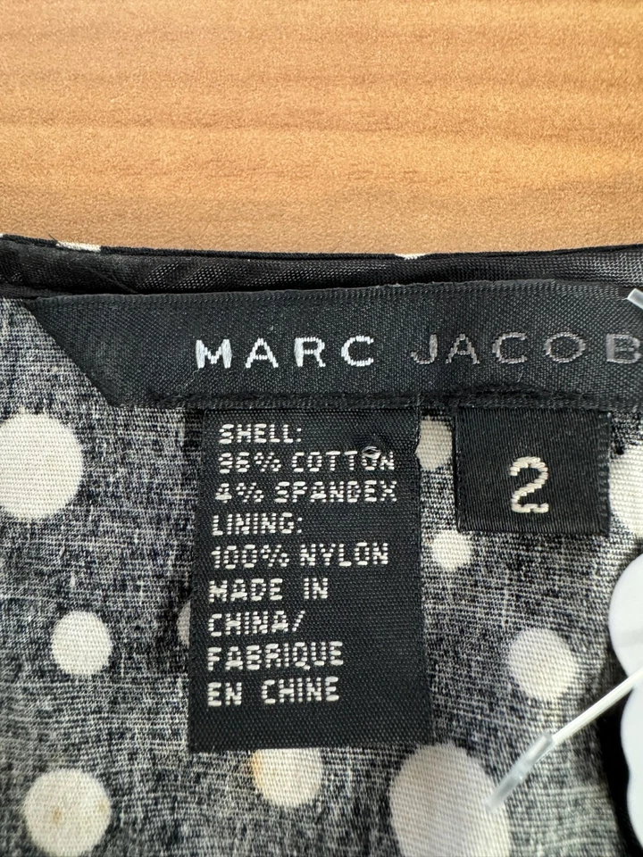 Vestido acampanado Marc Jacobs para mujer negro con lazo en la cintura talla 2 Foto 3 de 4